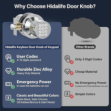 Load image into Gallery viewer, Door Knob with Keypad, Keyless Entry Door Lock, Front Door Knob Child Proof, Auto Lock, Easy Installation for Home, Office, Apartment, Garage Security,Satin Nickel 2 Pack
