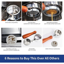 Load image into Gallery viewer, 54mm Bottomless Portafilter - 3-Ear Stainless Steel - For Breville Barista Express (BES870, 878, 875, 840, Duo-Temp Pro) - Solid Wood Handle
