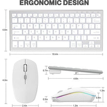 Load image into Gallery viewer, Wireless Bluetooth Keyboard and Mouse Combo - RGB Backlit,Multi-Device Rechargeable &amp; Light Up Letters,Quiet Keyboard Mouse for Mac, Windows, Laptop, PC (White)

