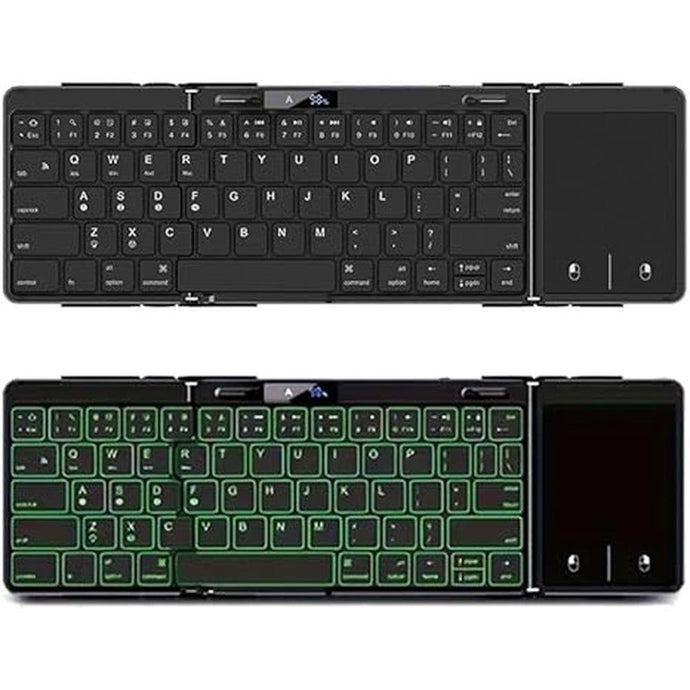 JOMAA Foldable Bluetooth Keyboard with Trackpad, RGB Backlight, Portable,Full-Size Rechargeable Travel Keyboard with Lockable Fold for iPad/iPhone/Smartphone/Tablet/PC/Laptop (with touchpad)