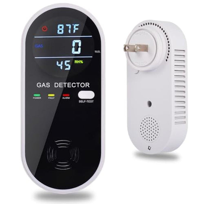 FLUNGSKY 3-in-1 Combustible Gas Detector with Temperature and Humidity Display, Plug-in Portable Combustible Gas Leak Alarm?Natural Propane Gas Detector for Kitchen?Living Room?Bedroom.
