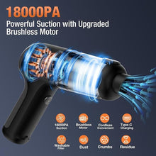 Load image into Gallery viewer, Handheld Mini Air Blower/Car Vacuum Cleaner, Rechargeable Electric Air Duster/Vacuums with Brushless Motor, 18000pa High Power Cordless Suction/Blower Portable Vacuum Cleaner for Car, Home
