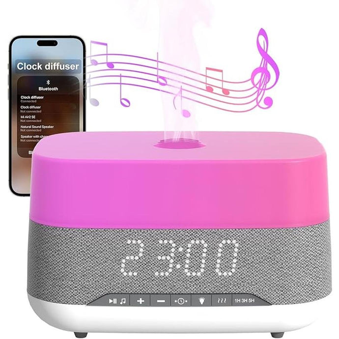 300ml Essential Oil Diffuser with Bluetooth Speaker & Alarm Clock - Aromatherapy Humidifier, 7 Color LED Night Light, Dimmable Display, Auto Shut-Off - Ideal for Bedroom, Home, Office & Yoga