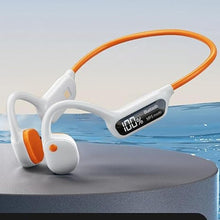 Load image into Gallery viewer, Swimming Headphones Bone Conduction Open Ear Headset MP3 Player Built-in 32G Memory IP68 Underwater Waterproof Stereo Bluetooth Earphone LED Screen for Driving Bicycling Running Skiing-X10 White
