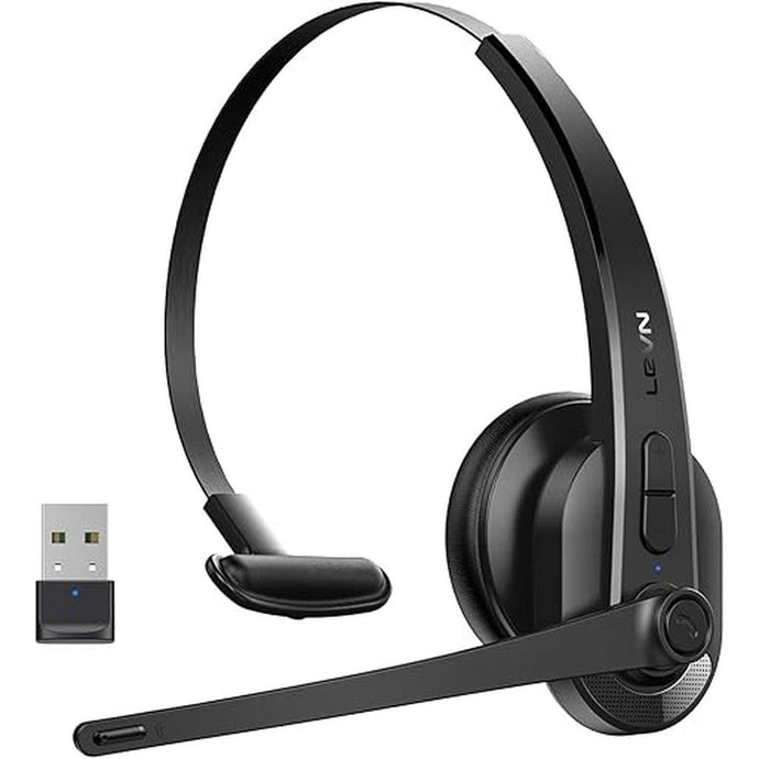 LEVN Wireless Headset with Mic for Work, Bluetooth 5.3 Headset with AI Noise Cancelling Microphone, 65Hrs Working Time Wireless Headset with Microphone for Work from Home/PC/CallCenter/Computer
