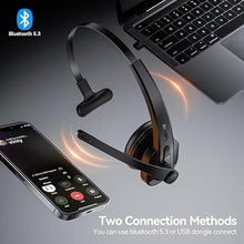 Load image into Gallery viewer, LEVN Wireless Headset with Mic for Work, Bluetooth 5.3 Headset with AI Noise Cancelling Microphone, 65Hrs Working Time Wireless Headset with Microphone for Work from Home/PC/CallCenter/Computer
