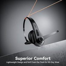Load image into Gallery viewer, LEVN Wireless Headset with Mic for Work, Bluetooth 5.3 Headset with AI Noise Cancelling Microphone, 65Hrs Working Time Wireless Headset with Microphone for Work from Home/PC/CallCenter/Computer
