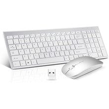 Load image into Gallery viewer, Wireless Keyboard and Mouse Combo, Compact Quiet Wireless Keyboard and Mouse Set 2.4G Ultra-Thin Sleek Design for Windows, Computer, Desktop, PC, Notebook, Laptop-Silver White
