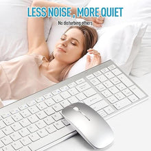 Load image into Gallery viewer, Wireless Keyboard and Mouse Combo, Compact Quiet Wireless Keyboard and Mouse Set 2.4G Ultra-Thin Sleek Design for Windows, Computer, Desktop, PC, Notebook, Laptop-Silver White

