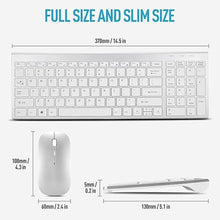 Load image into Gallery viewer, Wireless Keyboard and Mouse Combo, Compact Quiet Wireless Keyboard and Mouse Set 2.4G Ultra-Thin Sleek Design for Windows, Computer, Desktop, PC, Notebook, Laptop-Silver White
