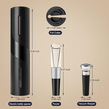 Load image into Gallery viewer, Electric Wine Opener Set, Rechargeable Wine Bottle Opener with Foil Cutter / 4 x Vacuum Stoppers/Premium Wine Aerator Pourer, Wine Corkscrew Remover, Automatic Wine Opener Gifts(Black)
