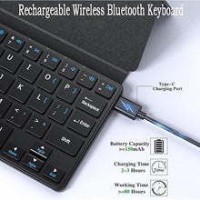 Load image into Gallery viewer, Universal Wireless Keyboards Ultra Light Portable Mini Keyboard with Adjustable Angle Stand &amp; Leather Case,Computer Keyboards Rechargeable Travel Bluetooth Keyboard for iPad Android,Windows and iOS
