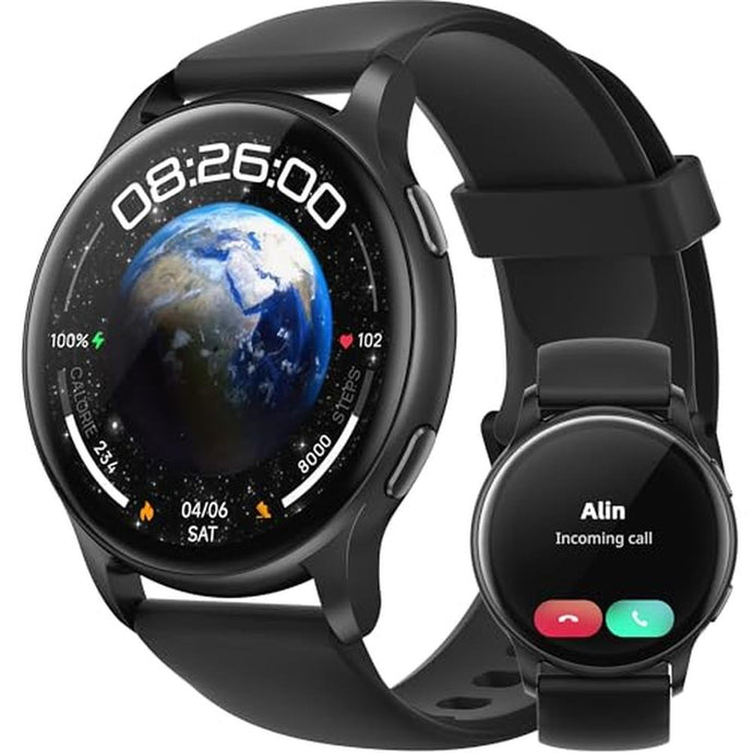 Parsonver Smart Watch for Men Women(Answer/Make Calls), 5ATM Waterproof Swimming Monitor, 44mm HD Screen Fitness Tracker 100+ Sport Modes, Heart Rate Sleep Monitor, Smartwatch for Android iOS, Black