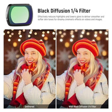 Load image into Gallery viewer, NEEWER Magnetic Black Diffusion 1/4 Effect Filter Compatible with DJI OSMO Pocket 3, Dreamy Cinematic Mist Lens Filter Ultra Slim Frame &amp; Multi Coated HD Optical Glass, 2 LCD Touch Screen Protectors
