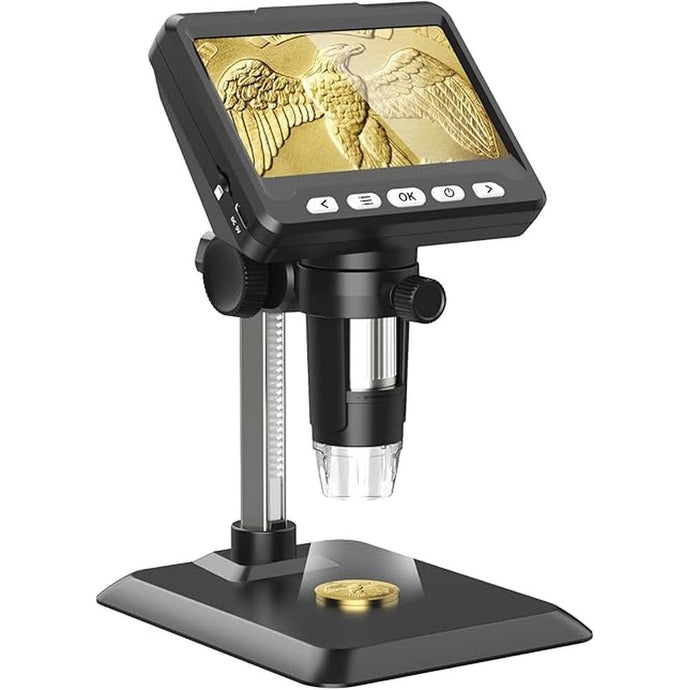 Microscope, LCD Digital Coin Microscope 1000x, 1080P Coin Magnifier,Microscope for Adult with 8 Adjustable LED Lights, PC View, Compatible with MacOS Windows