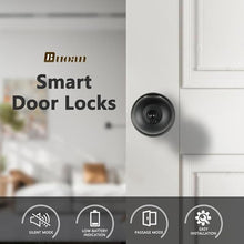 Load image into Gallery viewer, Fingerprint Door Lock, Smart Fingerprint Door Knob with Lock, Biometric Black Door Lock, Keyless Thumbprint Entry Door Lock for Bedrooms, Hotels, Apartments, Offices and Garages

