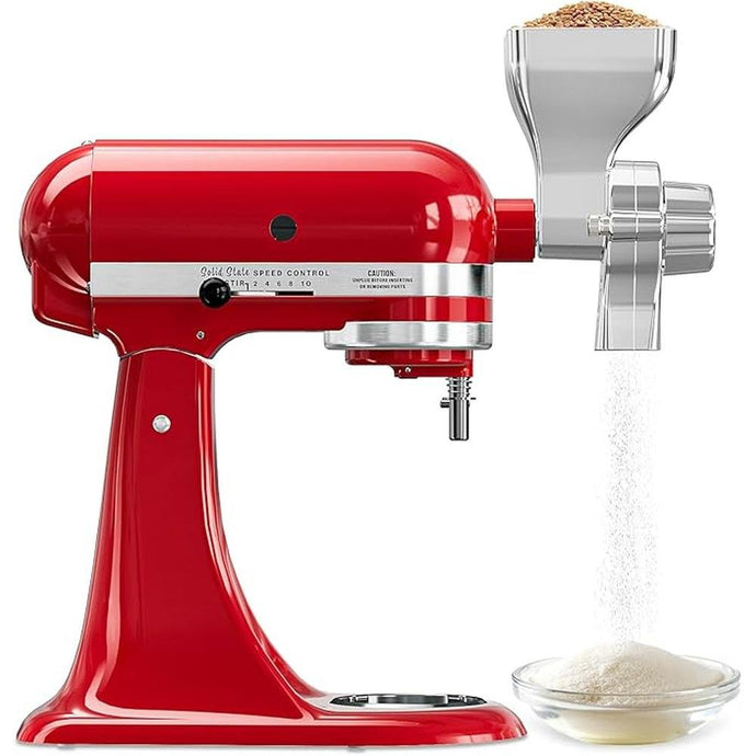 All Metal Grain Mill Attachment Fit for KitchenAid Stand Mixer, 12-Level Adjustable Flour Mill Grain Grinder for Kitchenaid, Fit for Wheat, Corn, Oats, Nut