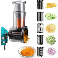 Load image into Gallery viewer, Stainless Steel Slicer Shredder Attachments for KitchenAid Stand Mixers, Vegetable Shredder, Cheese Grater, Salad Maker, Food Slicers Chopper Grinding Powder Accessories with Detachable 5 Blades
