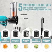 Load image into Gallery viewer, Stainless Steel Slicer Shredder Attachments for KitchenAid Stand Mixers, Vegetable Shredder, Cheese Grater, Salad Maker, Food Slicers Chopper Grinding Powder Accessories with Detachable 5 Blades
