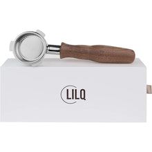 Load image into Gallery viewer, LILQ 54mm Spouted Portafilter Compatible with Breville Barista Express, Barista Pro, Bambino, and More – 18-20g basket included (Walnut, Double Spouts)
