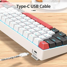 Load image into Gallery viewer, surmen 65% Mechanical Gaming Keyboard with Linear Red Switch, Wired Mini Compact Keyboard 60 Percent Backlit for Laptop Desktop PC Gamers?68 White-Ice Blue?
