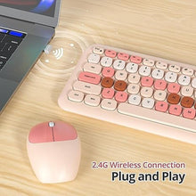 Load image into Gallery viewer, Brown Wireless Keyboard and Mouse Combo Set, 2.4GHz Retro Typewriter Aesthetic Keyboard, Full Size Cute Keyboard with Number Pad, Home and Office Silent Keyboards (Milky Tea)

