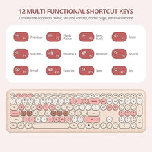 Load image into Gallery viewer, Brown Wireless Keyboard and Mouse Combo Set, 2.4GHz Retro Typewriter Aesthetic Keyboard, Full Size Cute Keyboard with Number Pad, Home and Office Silent Keyboards (Milky Tea)
