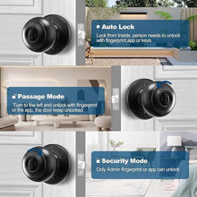 Load image into Gallery viewer, GeekTale Fingerprint Door Lock, Smart Lock Door Knob with App, Biometric Door Lock, Thumbprint Door Knob, Smart Fingerprint Door Knob for Bedroom, Office, Apartment
