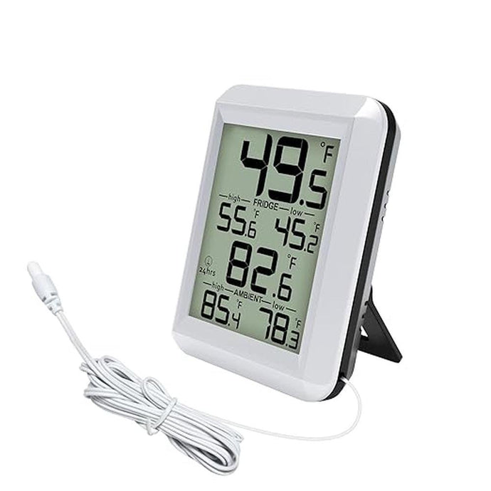 Urageuxy Refrigerator Thermometer, Waterproof Digital Fridge Freezer Room Thermometer Wired with Large LCD Display and Max/Min Record Function