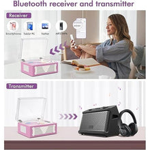 Load image into Gallery viewer, Retro Bluetooth Portable CD Player with Speakers, Rechargeable Battery, LED Display - Compact Boombox with Headphone Jack/AUX/USB Playback, Hi-Fi Sound - Gift Purple Music Player for Women
