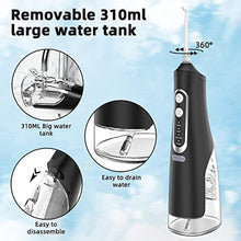 Load image into Gallery viewer, Water Flosser for Teeth Cleaning 4 Modes Rechargeable Oral Irrigator 4 Tips Powerful Battery Life Water Dental Picks IPX7 Waterproof 310ML Water Tank (Black)
