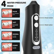 Load image into Gallery viewer, Water Flosser for Teeth Cleaning 4 Modes Rechargeable Oral Irrigator 4 Tips Powerful Battery Life Water Dental Picks IPX7 Waterproof 310ML Water Tank (Black)
