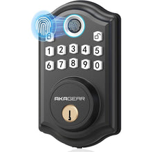 Load image into Gallery viewer, DS10 Keyless Entry Door Lock with Fingerprint, Electronic Keypad, 2 Keys, Auto-Lock &amp; One Touch Locking, Easy Installation, Matte Black
