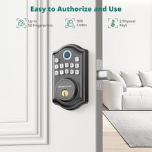 Load image into Gallery viewer, DS10 Keyless Entry Door Lock with Fingerprint, Electronic Keypad, 2 Keys, Auto-Lock &amp; One Touch Locking, Easy Installation, Matte Black
