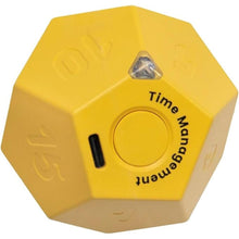 Load image into Gallery viewer, Mini 12 Sided Cube Timer, 11 Preset Times Pomodoro Timer for Enhanced Productivity. Ideal for ADHD Management, Workout, Study &amp; Kitchen Cooking. Easy to Use (Yellow)
