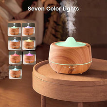 Load image into Gallery viewer, 500ml Essential Oil Diffuser with 10 Scented Essential Oils,Wood Grain Ultrasonic Oil Diffuser,Aromatherapy Diffuser with Remote Control,Timer,7 Colors Light,2 Mist Modes for Large Room Office,Yellow
