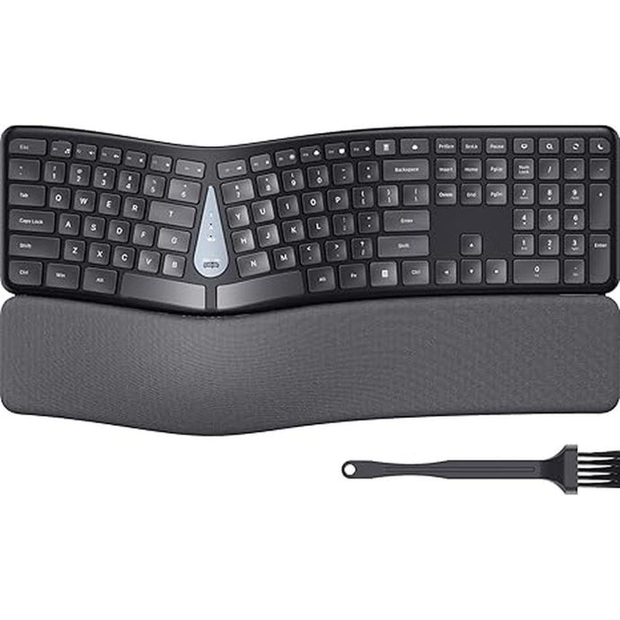 Wireless Ergonomic Keyboard, Split Keyboard with Wrist Rest and Cleaning Brush, 2.4G Computer Keyboard, Comfortable and Natural for Windows PC Laptops