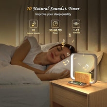 Load image into Gallery viewer, Sunrise Alarm Clock for Heavy Sleepers with Wireless Charger, Wake Up Light, Sleep Aid with 10 Nature Sounds for Bedroom, White Noise Sound Machine for Adults, 3 Way Dimmable Touch Table Lamp
