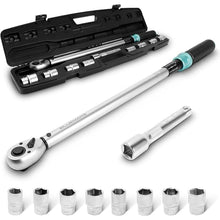 Load image into Gallery viewer, Heavy-Duty 60-330NM 8PCS 1/2" Sq Drive Click Torque Wrench Set Dual-Direction Adjustable Car Wheel Torque Wrench (17mm,19mm,21mm,24mm)
