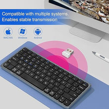 Load image into Gallery viewer, 2.4G Wireless Keyboard, Ultra Slim Dual Bluetooth Keyboard with Media Hotkeys for Mac/iPad/iPhone/Computer/PC/Desktop/Laptop/Surface and Apple/Windows/Android Rechargeable, Grey
