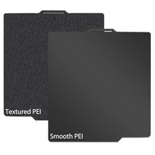 Load image into Gallery viewer, JUUPINE Double Sided PEI Build Plate, Black Smooth PEI+Black Textured PEI 257x257mm for Bambu Lab P1P/P1S /X1/X1C/X1E/A1 3D Printer, 3D Printer Spring Steel Removable Platform.
