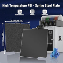 Load image into Gallery viewer, JUUPINE Double Sided PEI Build Plate, Black Smooth PEI+Black Textured PEI 257x257mm for Bambu Lab P1P/P1S /X1/X1C/X1E/A1 3D Printer, 3D Printer Spring Steel Removable Platform.
