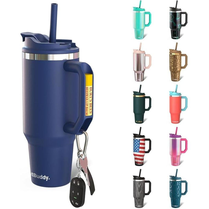 Frost Buddy Thicc Buddy - 50 oz Stainless Steel Vacuum Insulated Tumbler with Lid and Straw for Water - Travel Mug Cupholder Friendly - Gifts for Women Men Him Her (Navy)