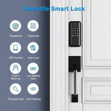 Load image into Gallery viewer, Keyless Entry Door Lock, SEVEKO Smart Locks for Front Door with Handle, Fingerprint Front Door Lock Set with App Control, Keypad Deadbolt Door Locks, Smart Lock Compatible with Alexa, Matte Black
