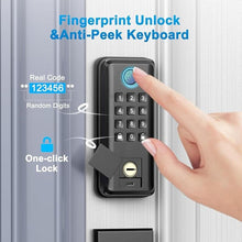 Load image into Gallery viewer, Keyless Entry Door Lock, SEVEKO Smart Locks for Front Door with Handle, Fingerprint Front Door Lock Set with App Control, Keypad Deadbolt Door Locks, Smart Lock Compatible with Alexa, Matte Black
