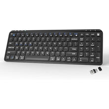 Load image into Gallery viewer, Compact Wireless Bluetooth Keyboard – 99 Keys, Ultra-Slim Design, 4-Device Connectivity (2.4G + Bluetooth 5.0), Quiet Typing for PC/Mac/iOS/Android, 13 Multimedia Keys, Rechargeable, Black
