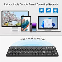 Load image into Gallery viewer, Compact Wireless Bluetooth Keyboard – 99 Keys, Ultra-Slim Design, 4-Device Connectivity (2.4G + Bluetooth 5.0), Quiet Typing for PC/Mac/iOS/Android, 13 Multimedia Keys, Rechargeable, Black
