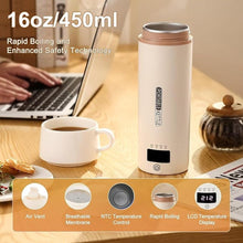 Load image into Gallery viewer, Travel Kettle 16oz/450ml Mini Portable Electric Kettle with 4 Temperature Settings, Plug in 304 Stainless Steel Mini Travel Electric Kettle with Auto Shut-off (Beige)
