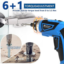 Load image into Gallery viewer, Cordless Screwdriver, 8V Max 10Nm Electric Power Screwdriver with 47 Accessories, 6+1 Torque, Pivoting Handle, 2000mah Rechargeable Screw Gun &amp; Bit Set with LED Light, Flexible Shaft
