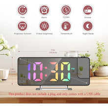 Load image into Gallery viewer, LOFICOPER Projection Alarm Clock, LED Alarm Clock with Rotatable Projection, Temperature Display, Adjustable Brightness, Snooze, 7.9&#39;&#39; Large Display Digital for Home, Bedroom, Office
